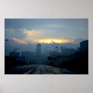 Poster Detroit Cityscape - Eerie Saturday Morning