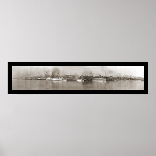 Poster Detroit, MI Riverfront Photo 1908 (Devant)