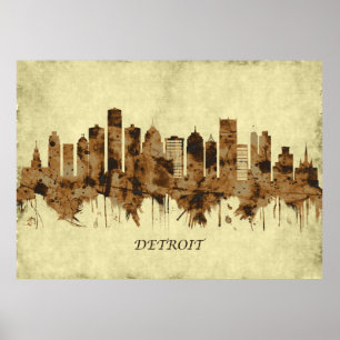Poster Detroit Michigan Cityscape