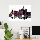 Poster Detroit, Michigan en graffiti (Bureau à domicile)