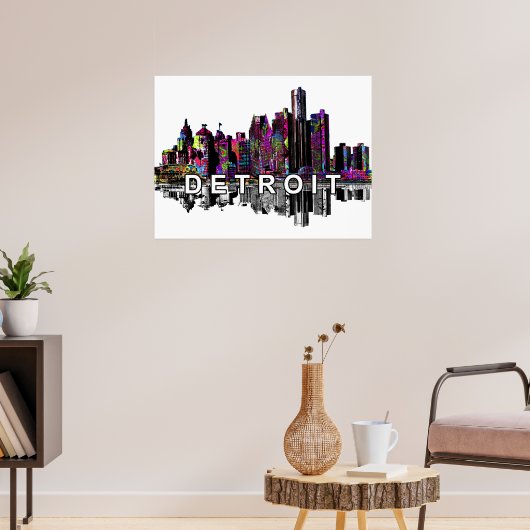Poster Detroit, Michigan en graffiti (Salon 3)