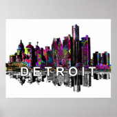 Poster Detroit, Michigan en graffiti (Devant)