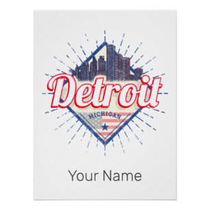 Poster Detroit Michigan États-Unis Skyline Vintage USA