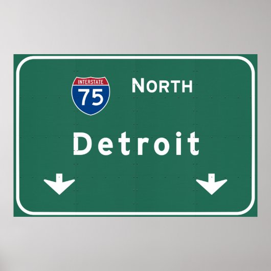 Poster Detroit Michigan mi Autoroute Interstate Freeway : (Devant)