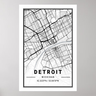 Poster Detroit Michigan USA City Travel City Carte
