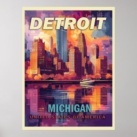 Poster Detroit, Michigan | Vintage voyage (Devant)