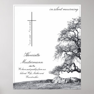 Poster Deuil silencieux - arbre sur prairie