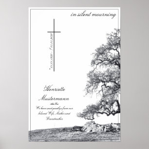 Poster Deuil silencieux - arbre sur prairie