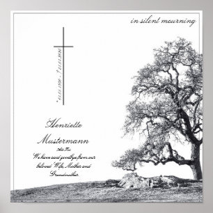 Poster Deuil silencieux - arbre sur prairie