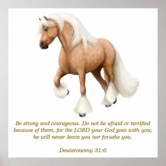 Poster Deutéronome 31:6 Proud Horse Bible Verse Imprimer (Devant)