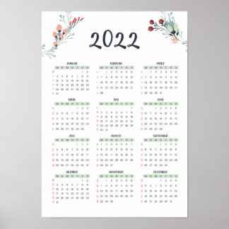 Poster Deutscher Jahreskalender mit KW 2022 A3 Grösse