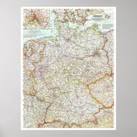 Poster " Deutschland : 1959/heute - Detaillierte Landkart (Devant)