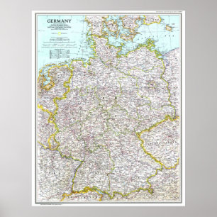 Poster " Deutschland : 1991/heute - Detaillierte Landkart