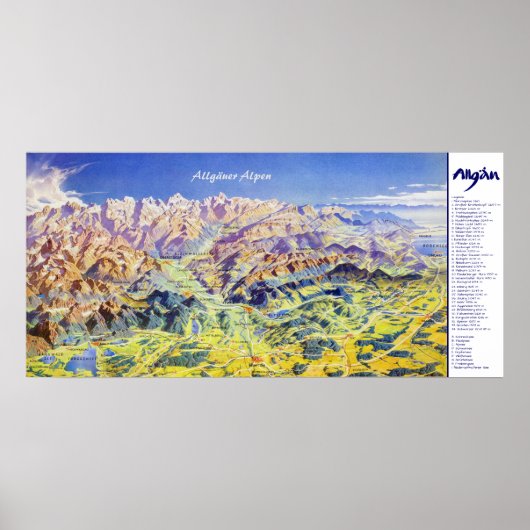 Poster "Deutschland : 2021/heute - Allgäuer Alpen Panoram (Devant)