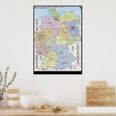 Poster " Deutschland : 2021/heute - Politische Karte (Cuisine)