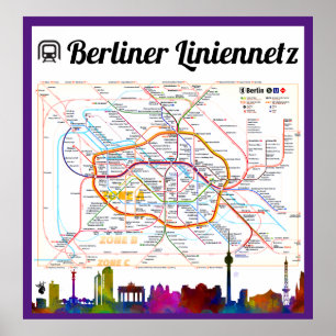Poster " Deutschland. BERLIN Liniennetz (S-/U-Bahn) ...