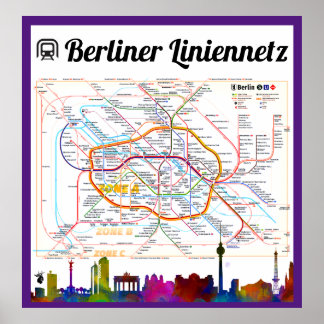 Poster " Deutschland. BERLIN Liniennetz (S-/U-Bahn) ...