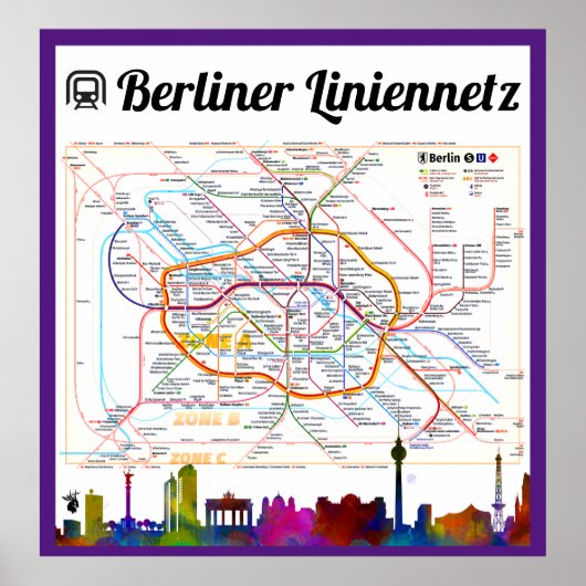 Poster " Deutschland. BERLIN Liniennetz (S-/U-Bahn) ... (Devant)