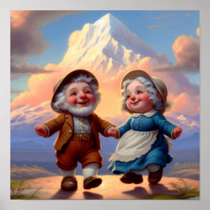 Poster Deux adorables Munchkins adultes dansant au couche