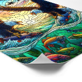 Poster Deux aigles à tête blanche qui capturent du poisso (Coin)