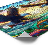 Poster Deux aigles chauds qui capturent du poisson sur l' (Coin)