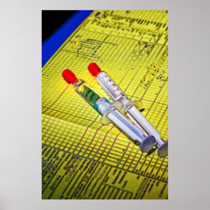 Poster Deux aiguilles sur un graphique Médicale