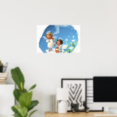 Poster Deux anges assis sur les nuages (Bureau à domicile)