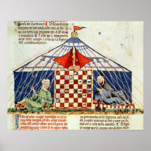 Poster Deux Arabes jouant aux échecs dans une tente