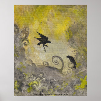 Poster Deux aventures sur l'affiche d'art Abstrait jaune