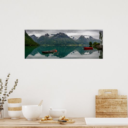 Poster Deux barques à bascule avec réflexion dans une aff (Cuisine)