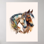Poster Deux beaux chevaux Boho occidental (Devant)