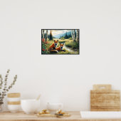 Poster Deux Beaux Renards Rouges Reposant (Cuisine)