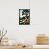 Poster Deux Belles aquarelles Red Foxes Repose (Cuisine)
