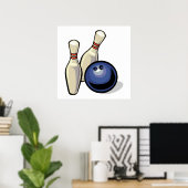 Poster deux broches de bowling et conception de boules de (Bureau à domicile)