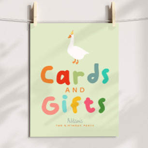 Poster Deux cartes et cadeaux d'oie Idiote Signe d'annive