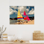 Poster Deux catamarans Hobie plage de St Aubin (Cuisine)
