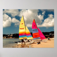 Deux catamarans Hobie plage de St Aubin