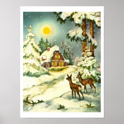 Poster Deux cerfs dans la neige (Devant)