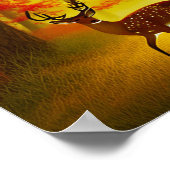 Poster Deux cerfs dans une forêt d'automne / Bois (Coin)