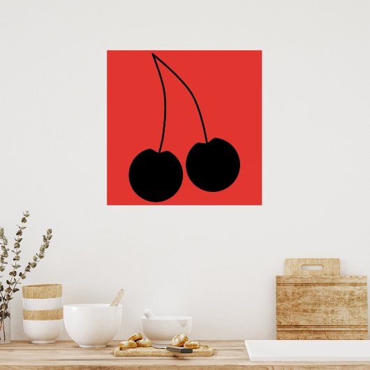 Poster Deux Cerises noires. (Cuisine)