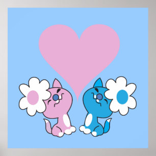 Poster Deux chatons amoureux