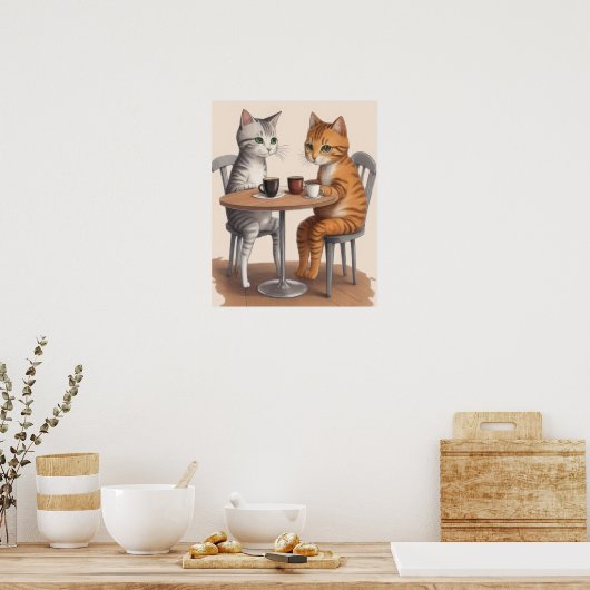 Poster Deux chats mignons (Cuisine)