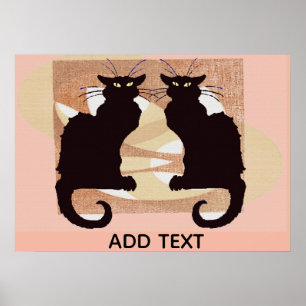 Poster Deux chats noirs imprimés