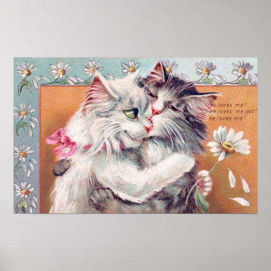 Poster Deux chats s'étreignant, Louis Wain (Devant)