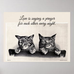 Poster Deux Chats Sleepy, Photo Vintage, L'amour est ...