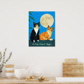 Poster Deux chats sous la Pleine lune (Cuisine)