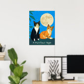 Poster Deux chats sous la Pleine lune (Bureau à domicile)