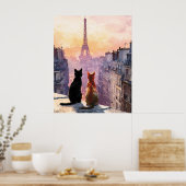 Poster Deux chats sur un toit de Paris (Cuisine)