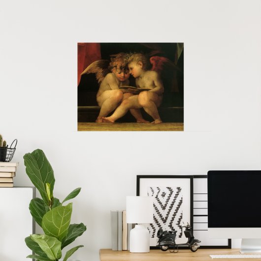Poster Deux Cherubs Lecture par Rosso Fiorentino, Angels (Bureau à domicile)