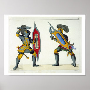 Poster Deux chevaliers combattant, plat 'd'une histoire